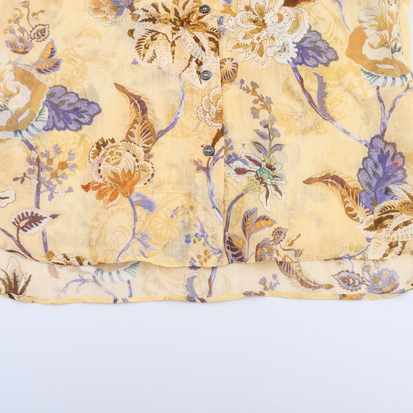 Women's new fashion long sleeved linen blended printed button up shirt