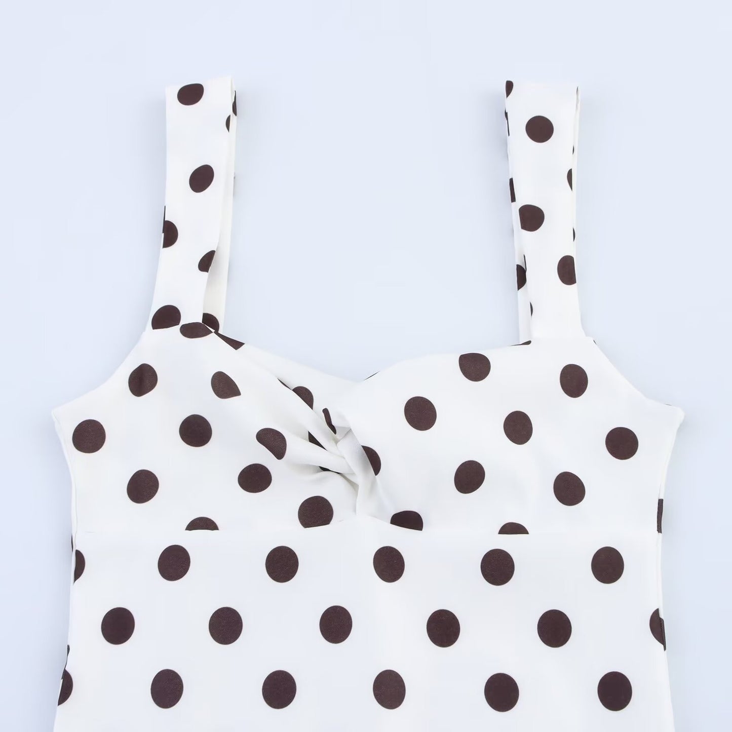 Women's' New Fashion balloon version polka dot printed Wide shoulder strap mini dress