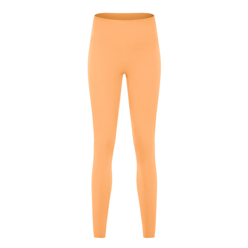 Yoga Women's New High-waist Hip-lifting Yoga Pants with No Embarrassing Lines, Nine-point Nude Yoga Pants for Women's Elastic Fitness Exercise.
