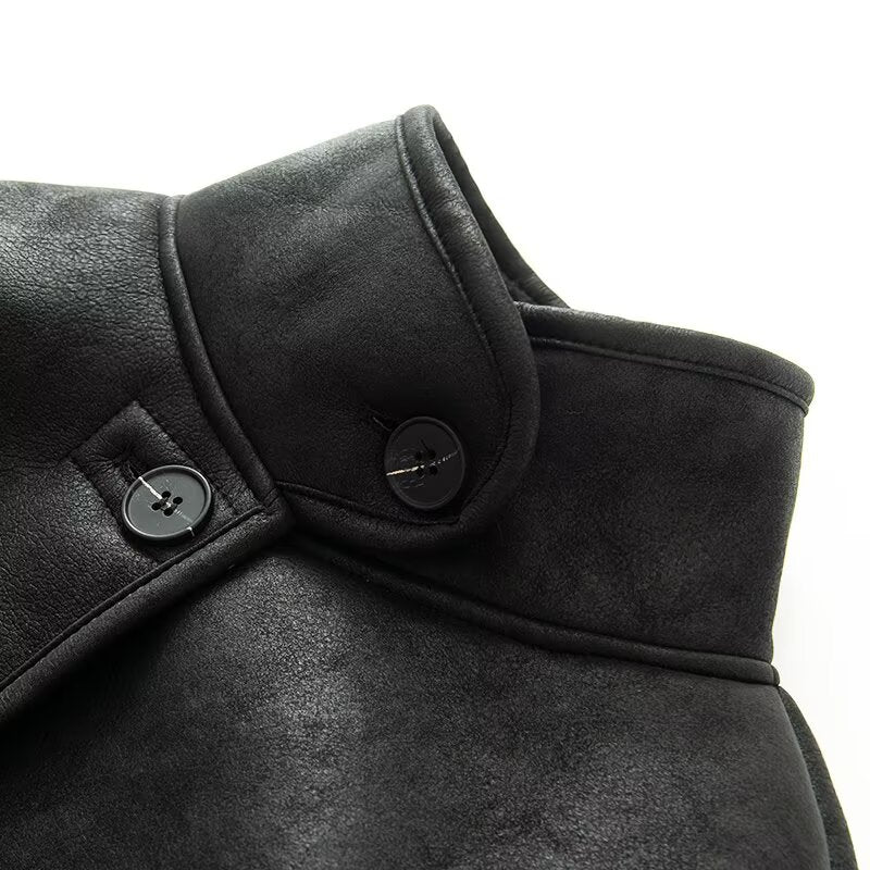 Women's new faux leather double-sided jacket Coat