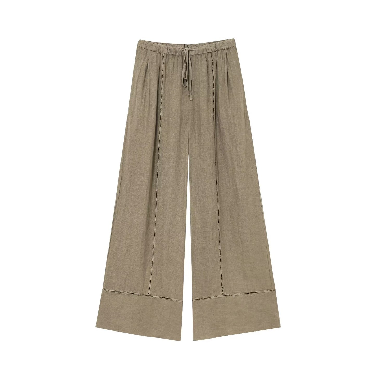 Suit women's 2 pieces 2025 fashion linen long sleeve V-neck casual shirt retro women+pants women's suit