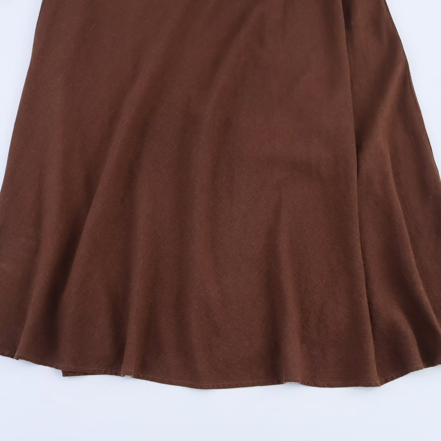 Women's' new fashion slim backless V-neck linen blended suspender MIDI dress