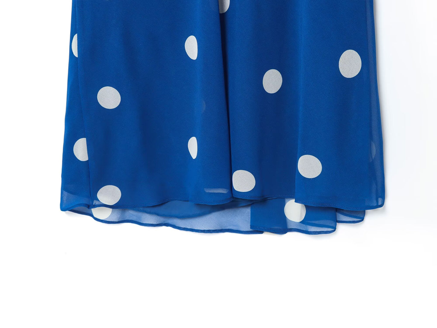 Women's new fashion with scarf polka dot print hanging neck MIDI dress