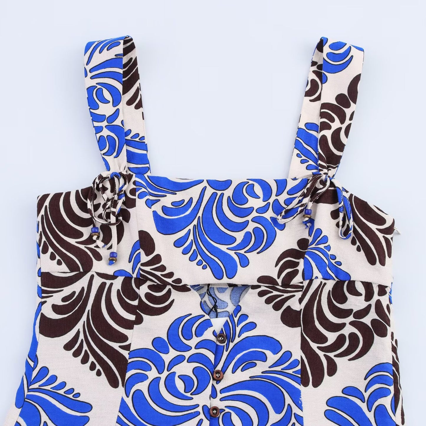 Women's' New Fashion Open Design Printed Wide Shoulder Strap Midi Dress