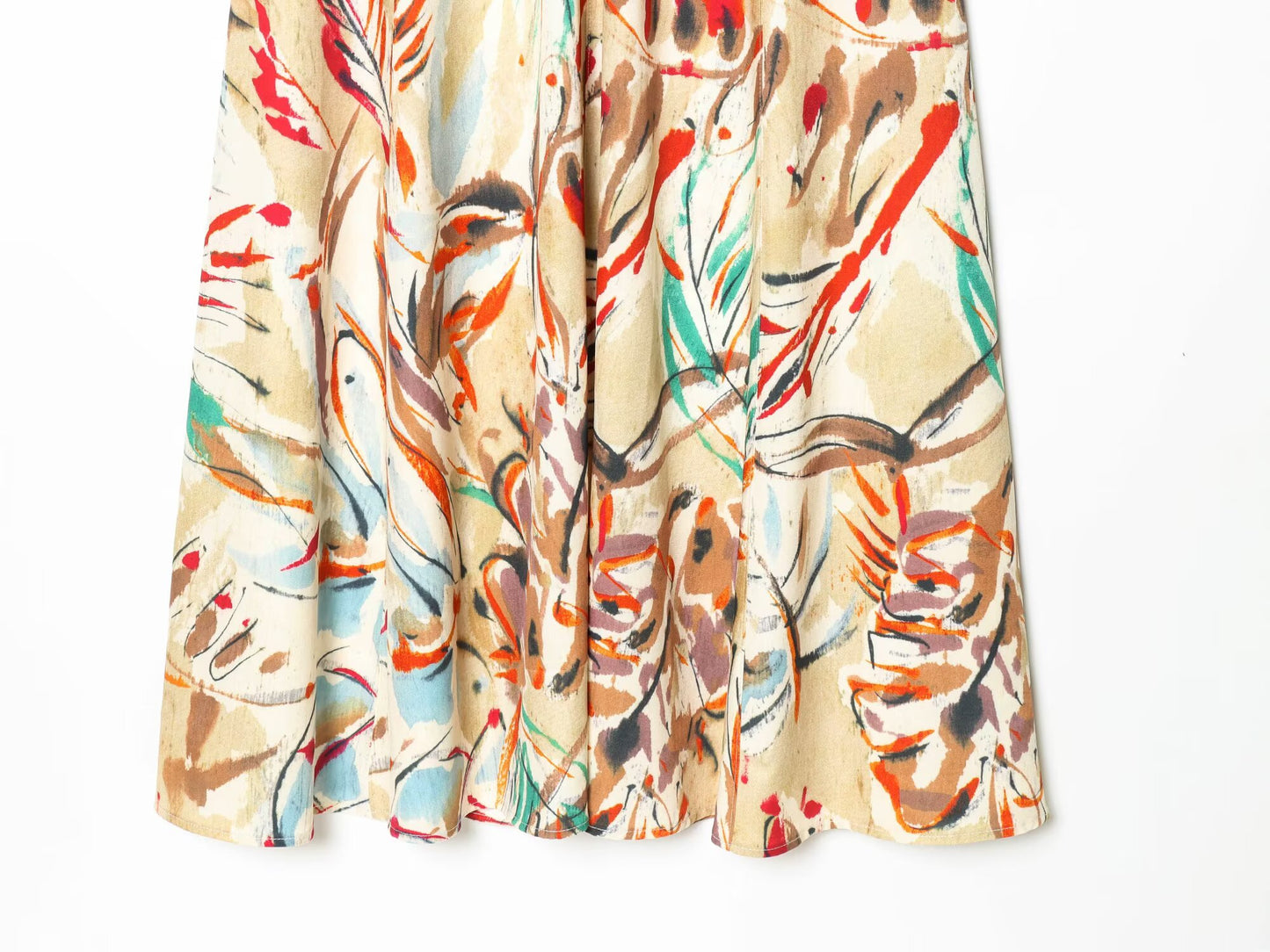 Women's Bubble Sleeve Printed Midi Dress