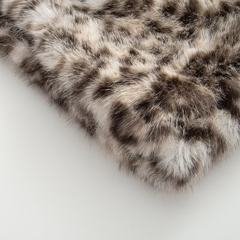 Women's new animal striped faux fur effect jacket Coat