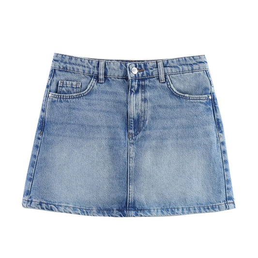Women's' New Fashion side pocket slim casual high waisted denim mini skirt