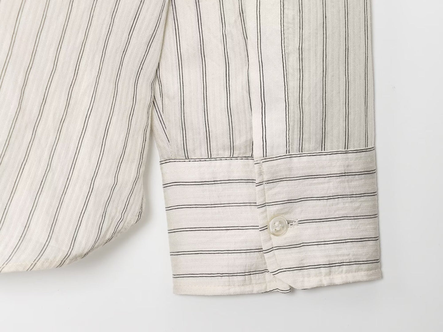 Women's new fashion loose striped lapel long sleeved shirt