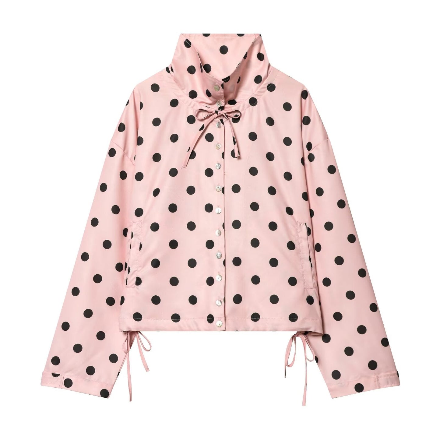 Women's bow decoration polka dot Coat