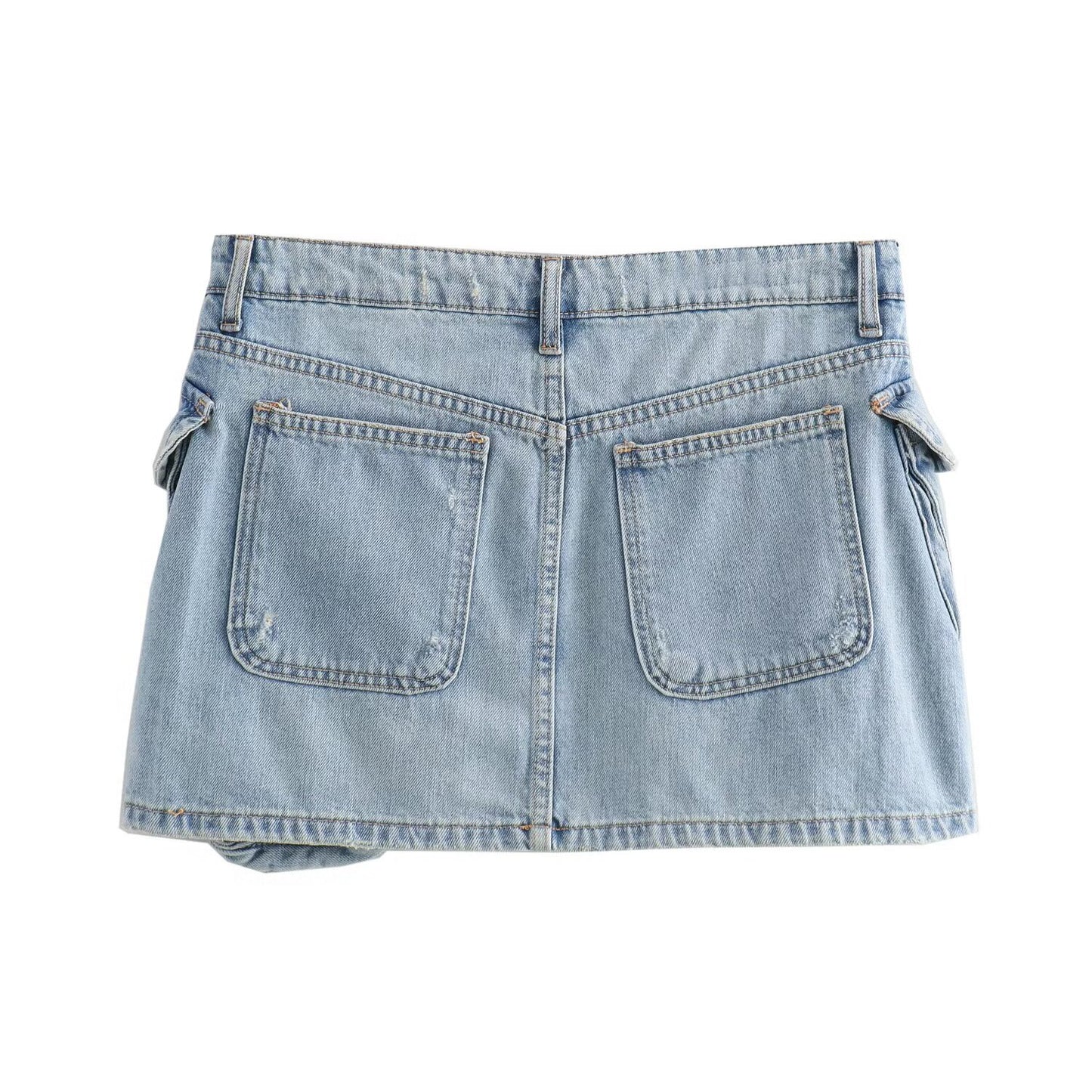 Women's new fashion pocket decoration casual versatile denim mini skirt