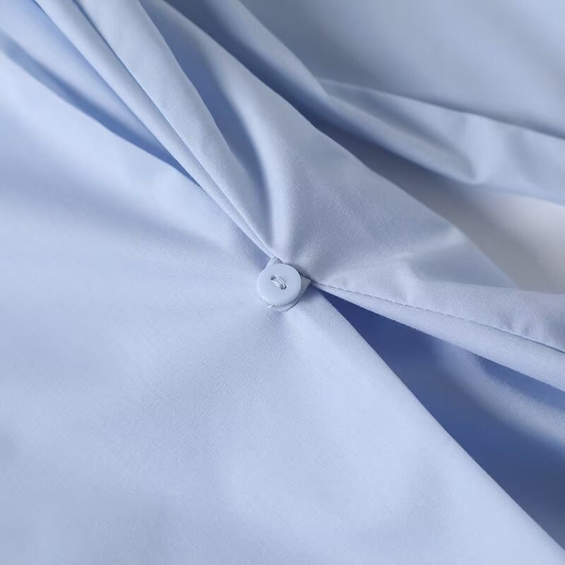 Women's new fashion waist button decoration casual versatile shirt retro long sleeved women's shirt chic top