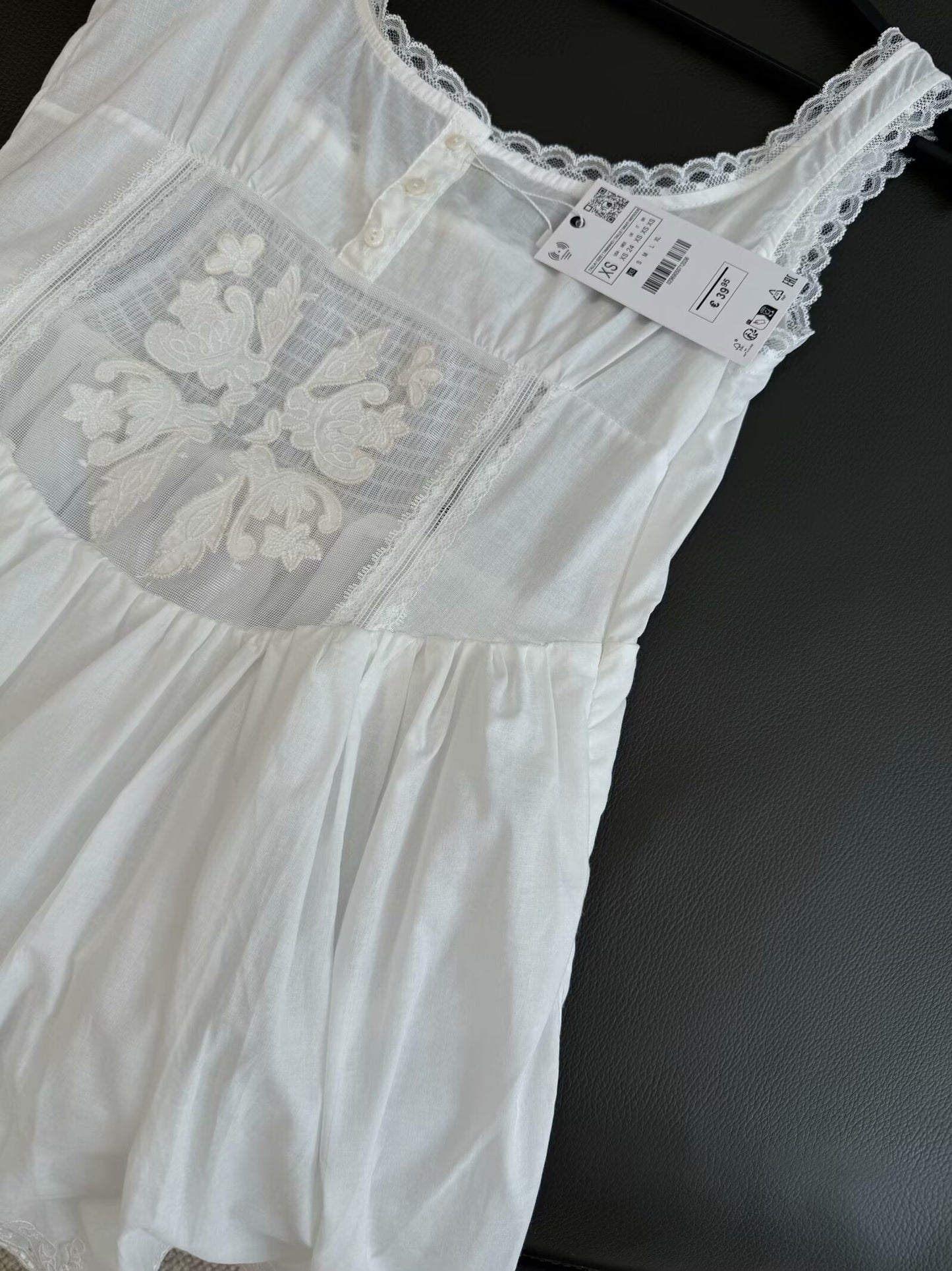 Women's new fashion embroidered lace decoration slim wide shoulder strap mini dress