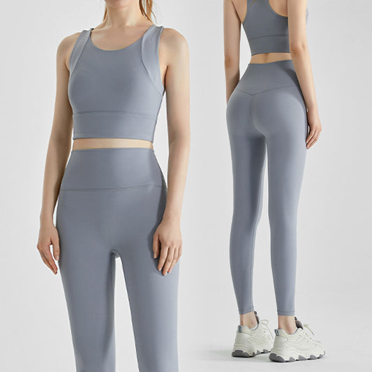 Women's Fashion Sportswear Suit Professional Running Vest High Waist Hip Fitness Pants Two-piece Suit