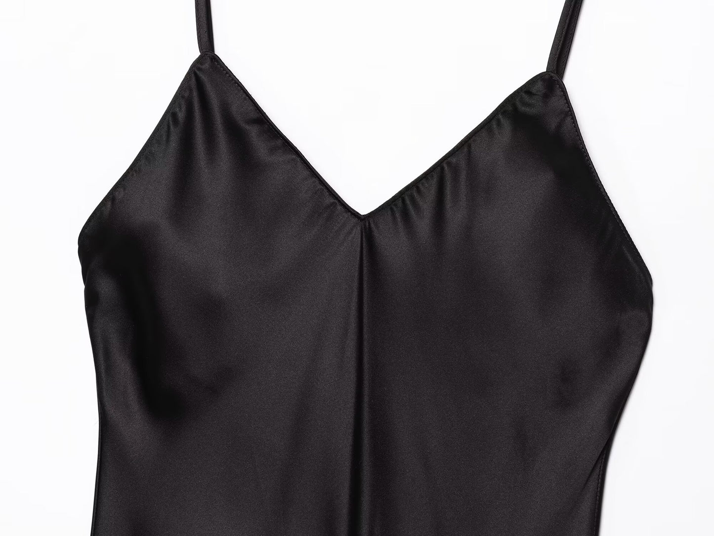 Women's New Fashion Solid Underwear Style Satin Texture suspender Midi Dress