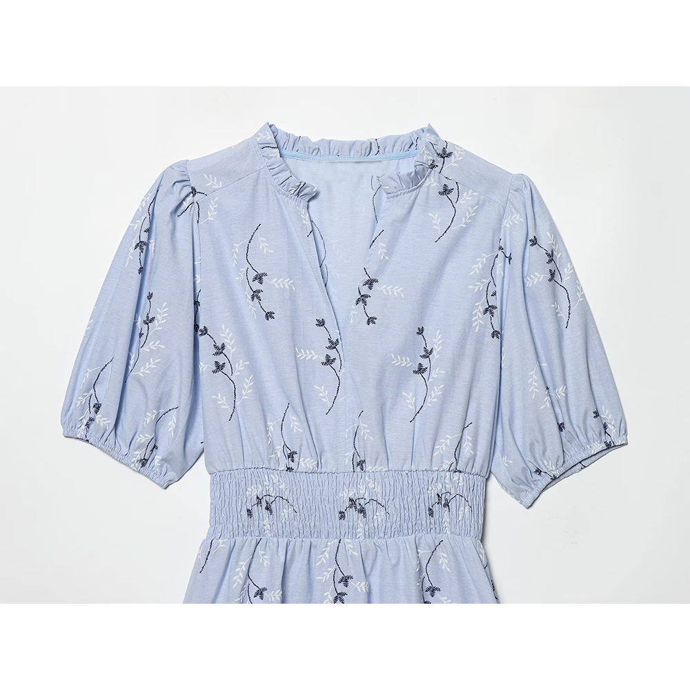 Women's pressed glue embroidered printed dress