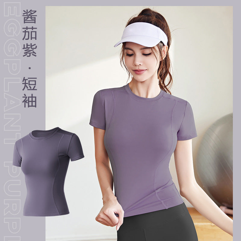 LU Women's new thin sports tight yoga clothes short sleeve top running fitness T-shirt
