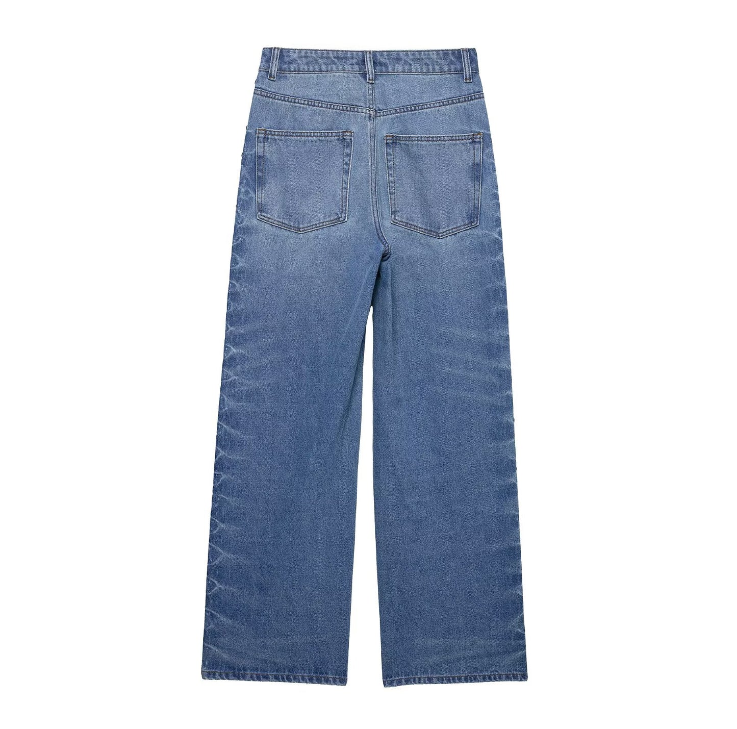 Women's 2025 new fashion rivet decoration loose high waisted Casual jeans