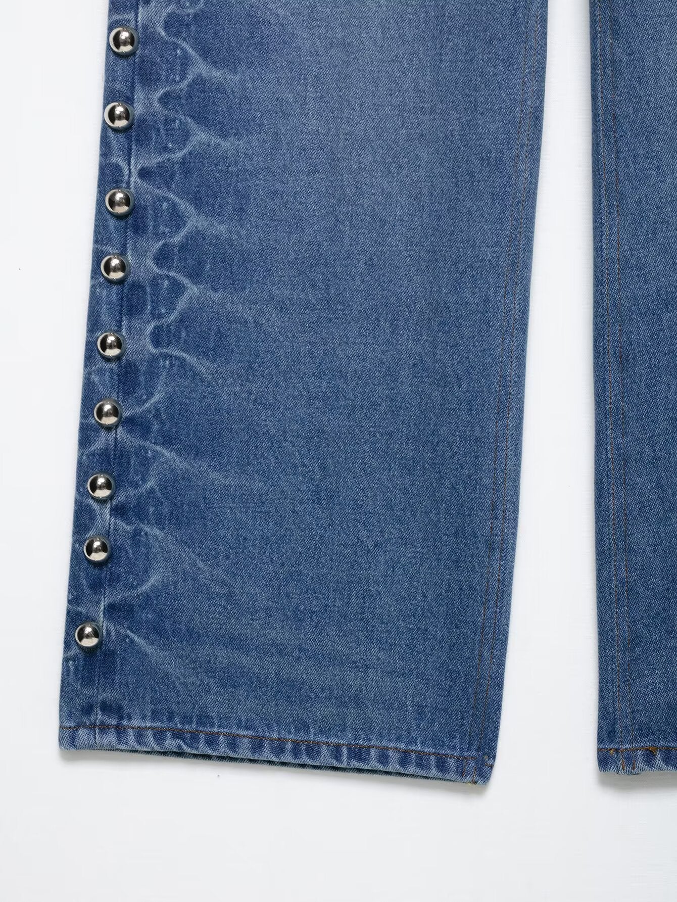 Women's 2025 new fashion rivet decoration loose high waisted Casual jeans