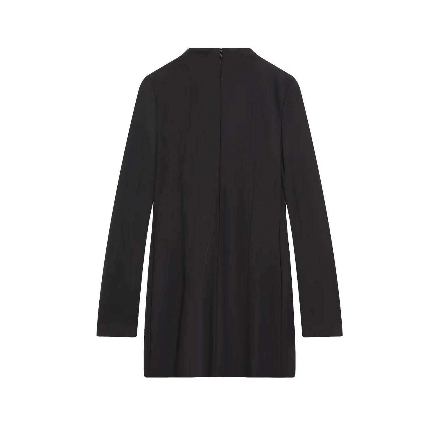Women's long sleeved pleated collar mini dress