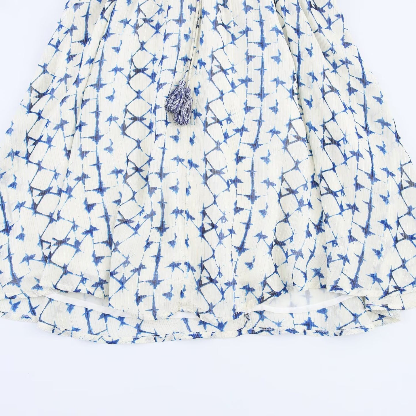 Women's' New Fashion pleated decorative long sleeved printed V-neck mini dress