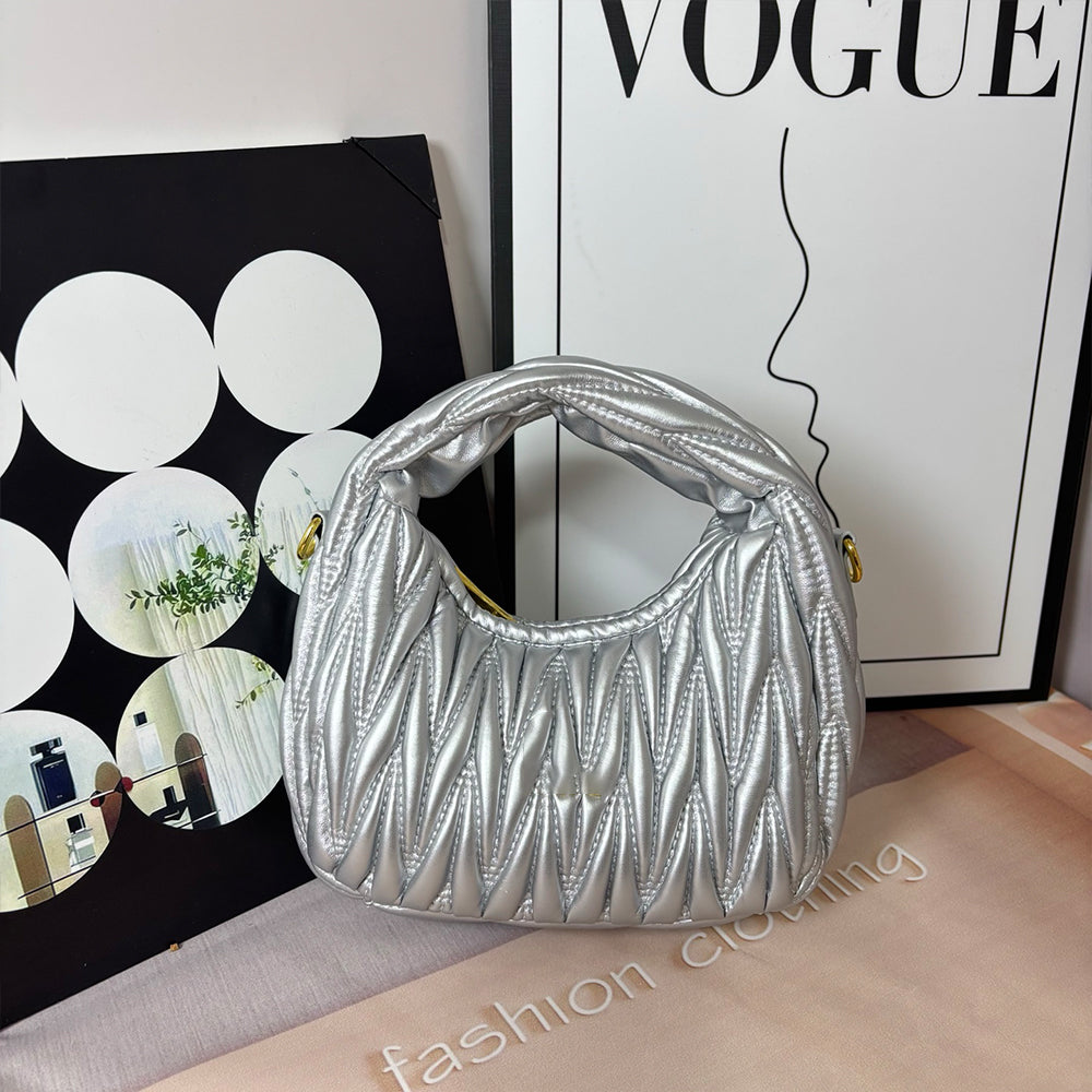 Women's New Fashion Joker Pleated Design Handbag Shoulder Crossbody Bag