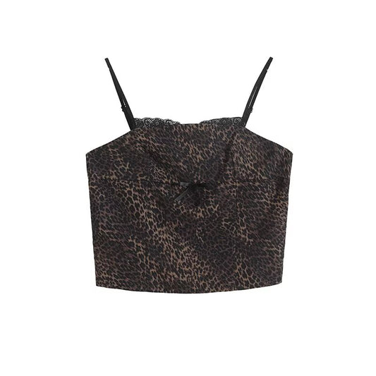 Women's new fashion printed striped suspender top retro sleeveless women's vest chic top