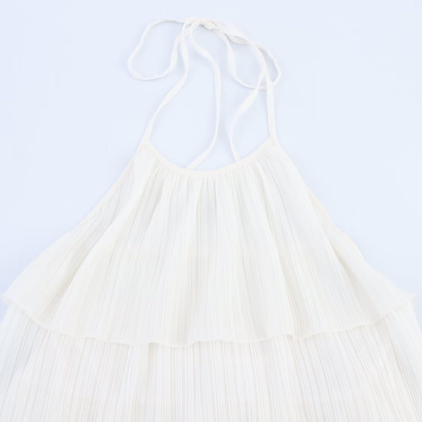 Women's' New Fashion layered decoration sleeveless hanging neck mini dress