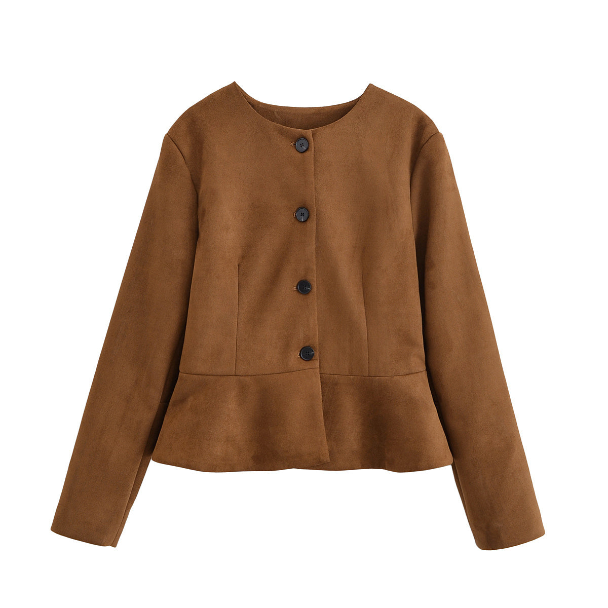 Women's autumn fashion short O-Neck suede jacket Coat