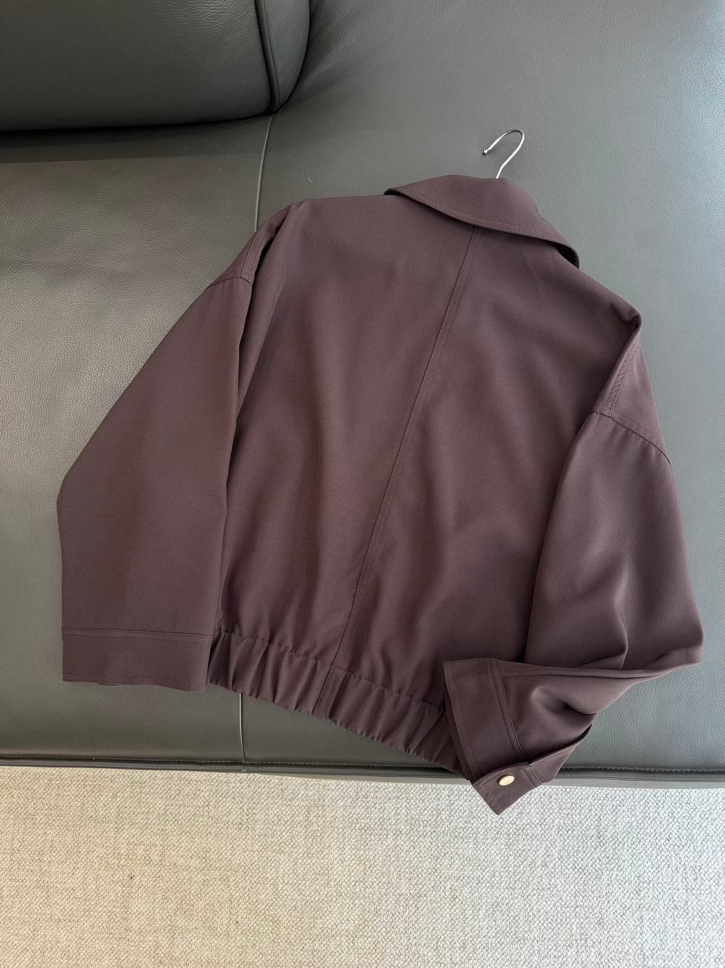 Women's new fashion loose long sleeved lapel zipper jacket Coat