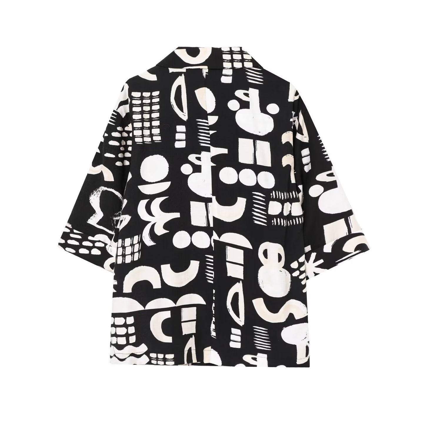 Ladies' new fashion double breasted printed suit jacket vintage short sleeved women's jacket chic top+Pants Women's suit