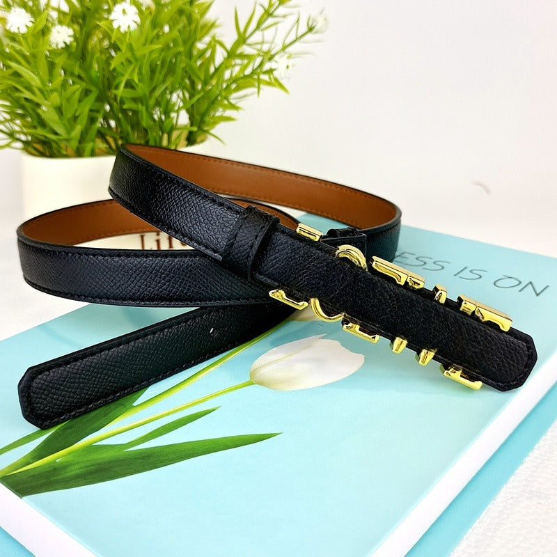 Women's New Fashion Joker High Quality Adjustable Length Design Metal Letters Decorative Belt Belt.
