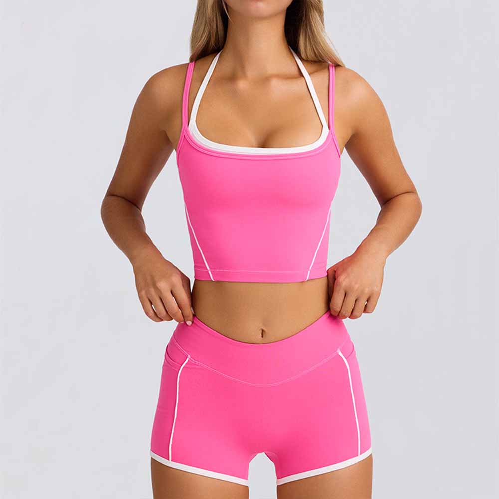 Women's New Sports Bra Vest Shorts Suspender Bra Beautiful Back Pilates Tight-fitting High-elastic Fitness Running Yoga Suit 