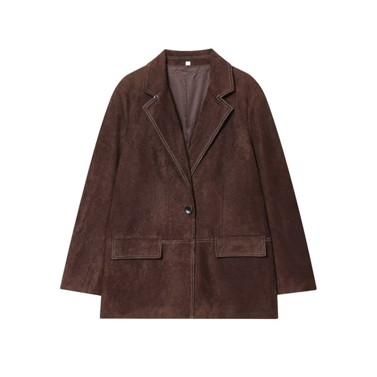 Women's new fashion loose Button-up straight suit jacket