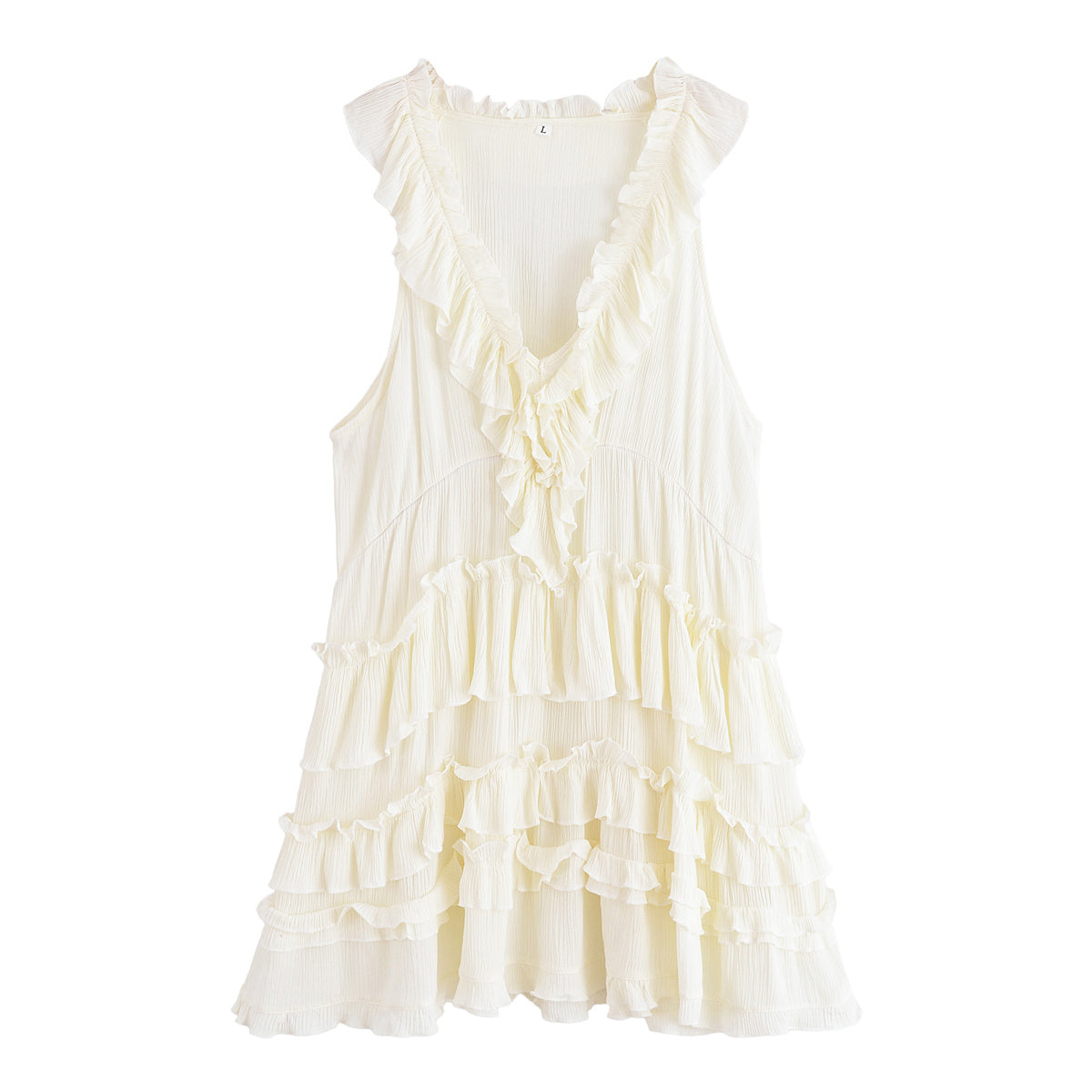 Women's new fashion layered decoration sleeveless V-neck mini dress