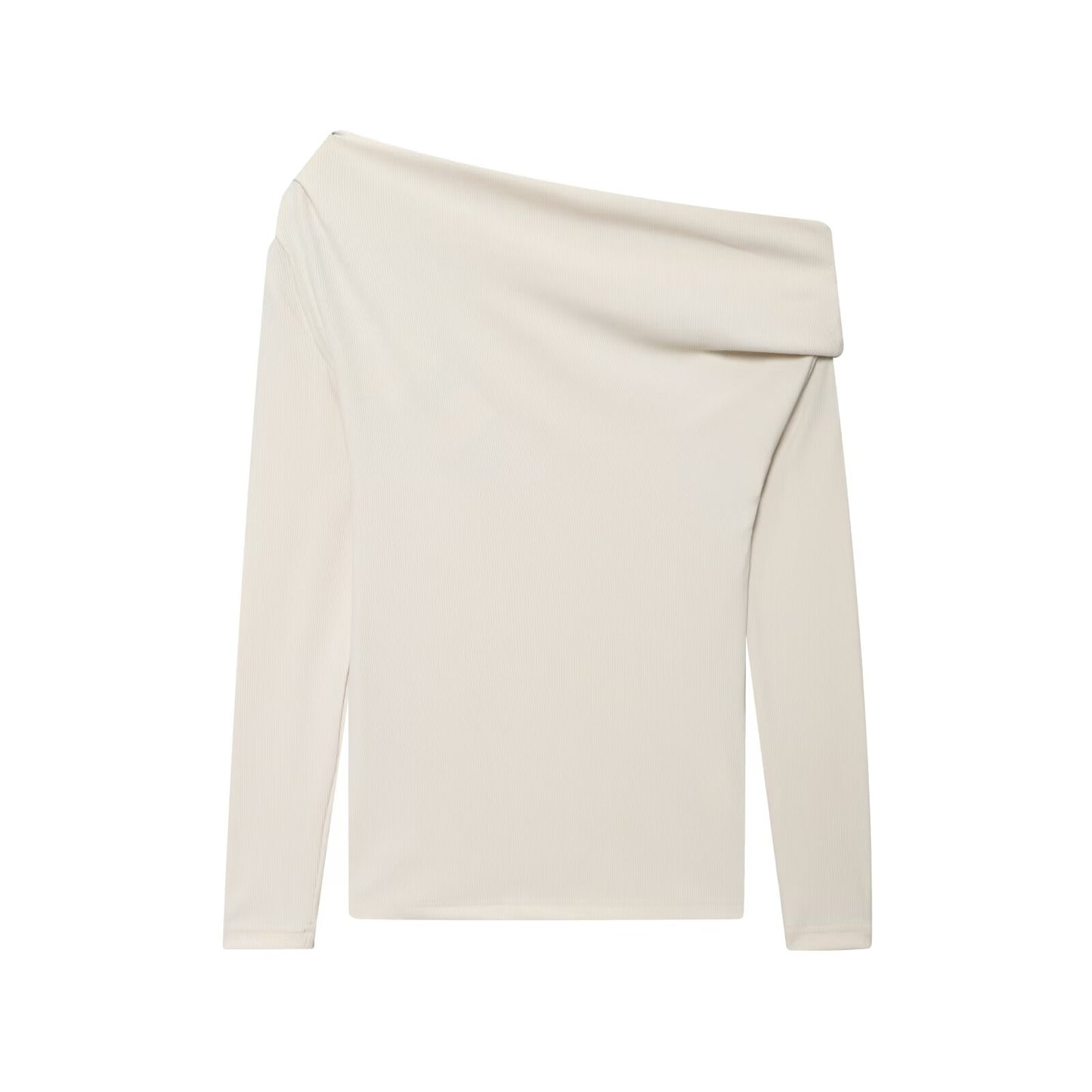 Women's new fashion soft texture asymmetric long sleeved T-shirt