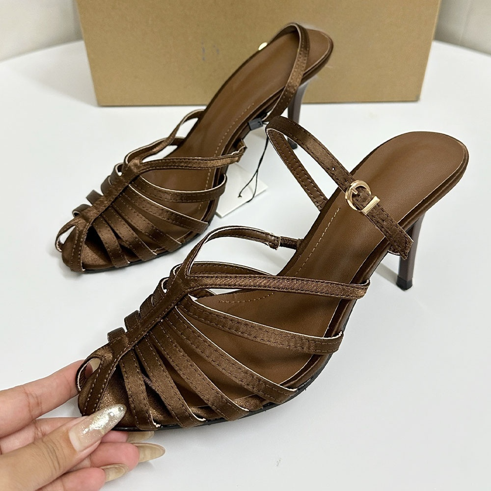 2026 women's new woven hollow high-heeled sandals