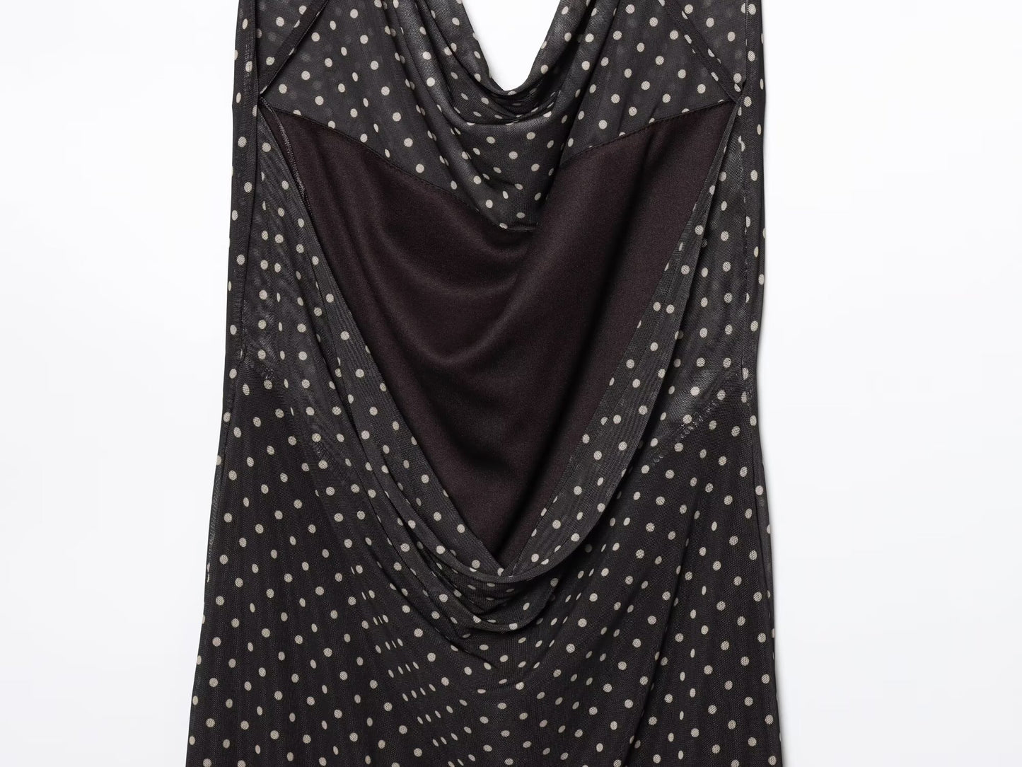 Women's new fashion slim backless polka dot print suspender MIDI dress