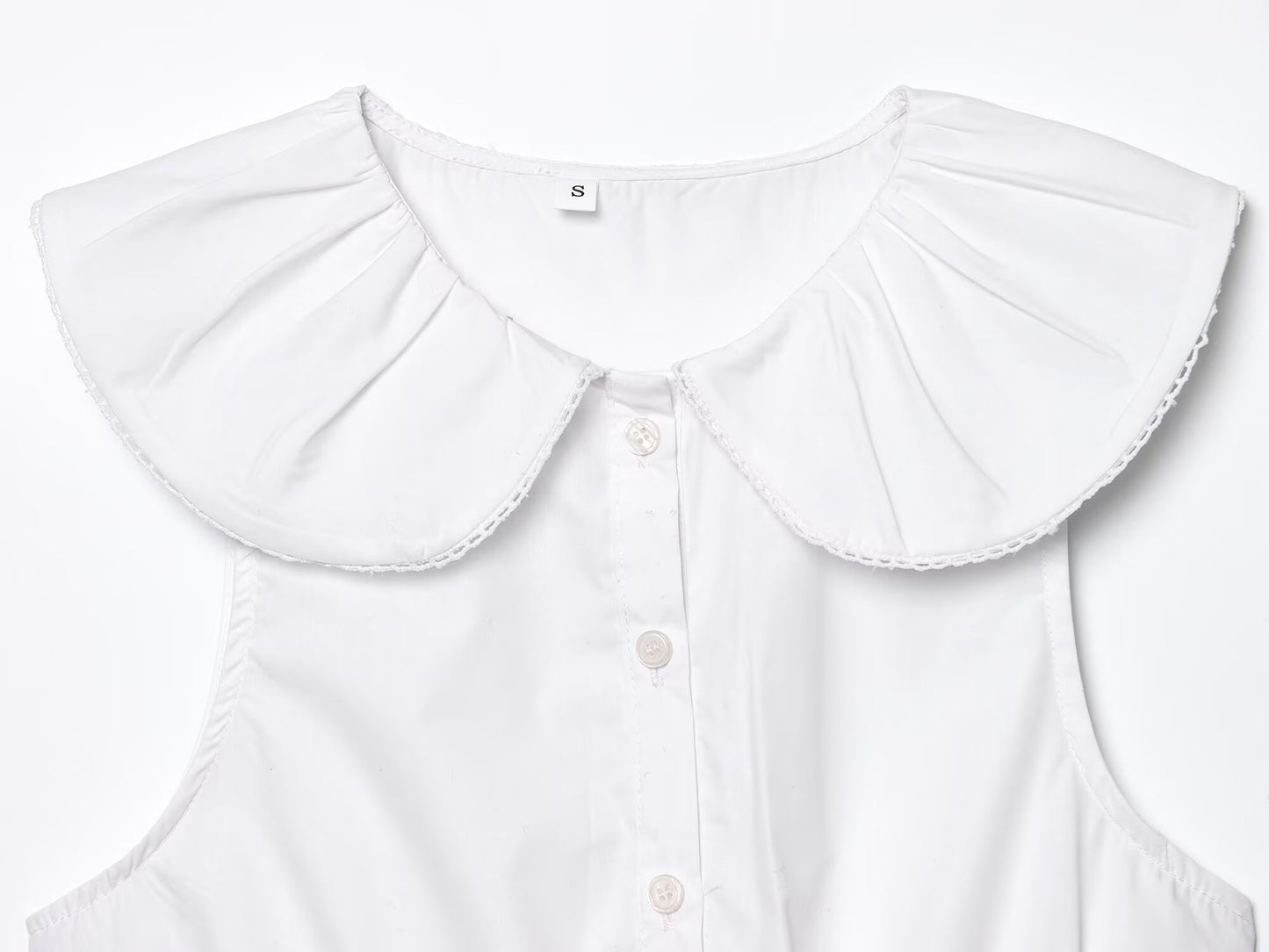 Women's new fashion small round Lapel slim single breasted poplin top