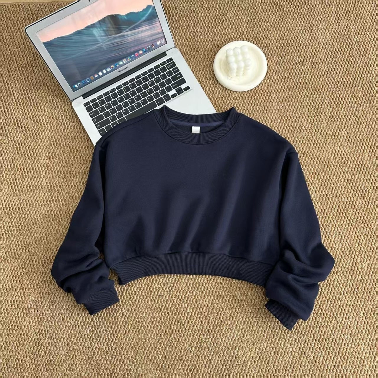 Women's Autumn New Casual Joker Cotton Short Navel Long Sleeve Blouse Leisure Sports Sweater