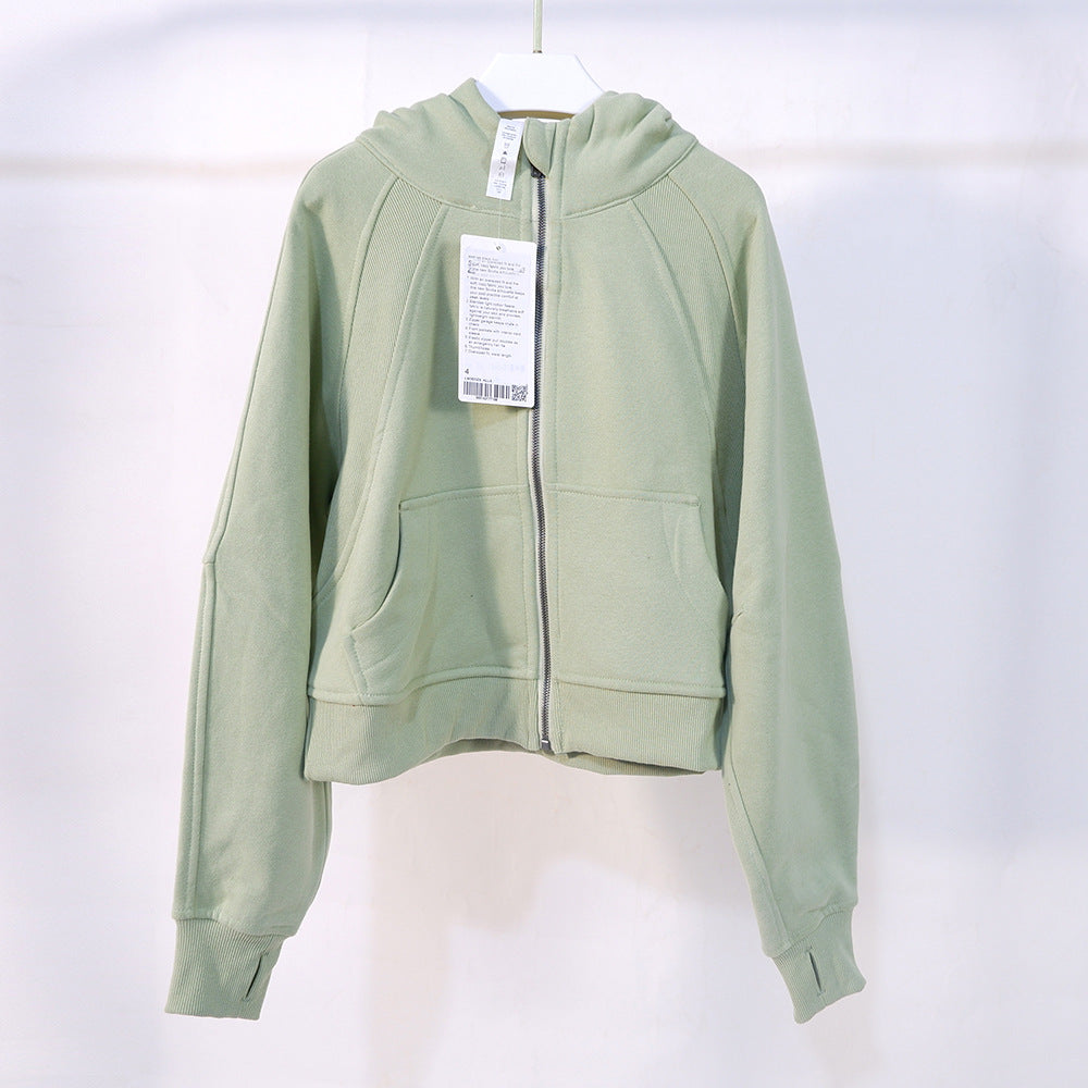 Women's Autumn and Winter New Sports Outdoor Quick-drying Yoga Clothes Slim Short Ladies Cardigan Hooded Sweater Loose Coat 