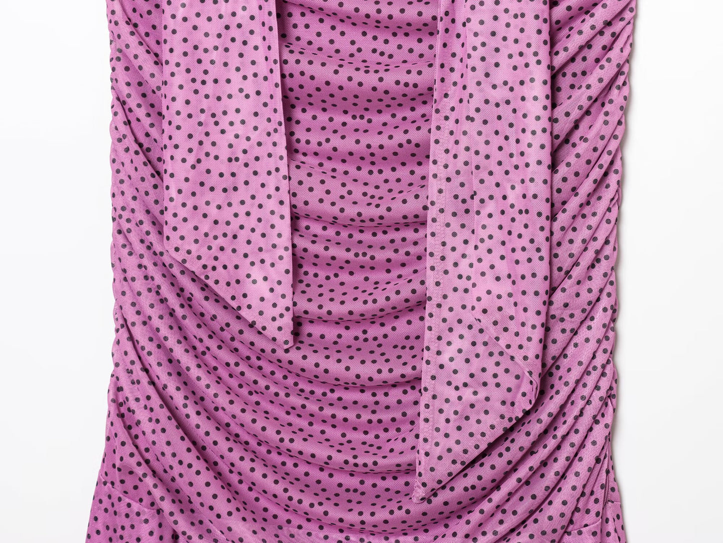 Women's New Fashion scarf decoration polka dot print strapless pleated MIDI dress
