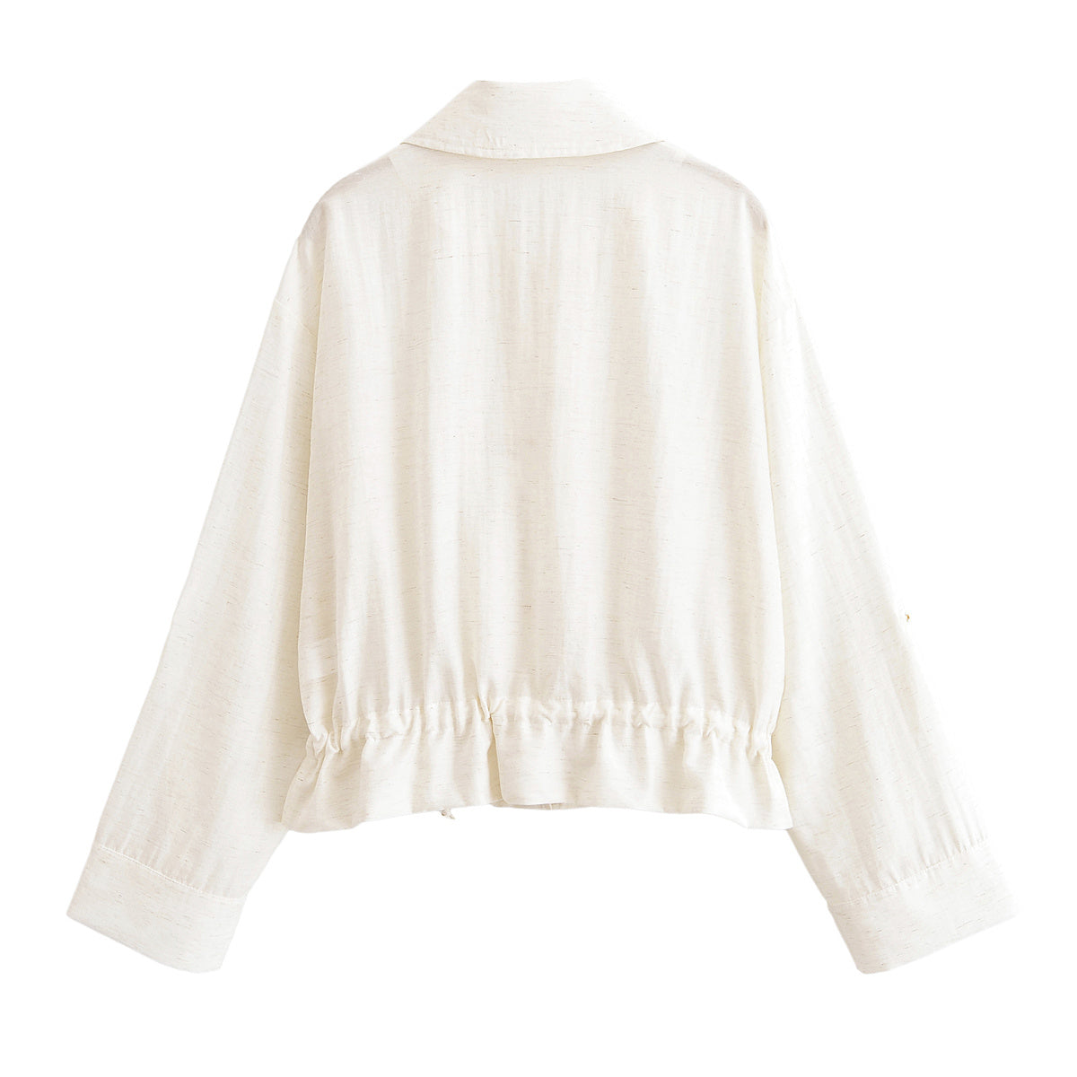 Women's new Fashion rolled up sleeve design short Lapel button up shirt