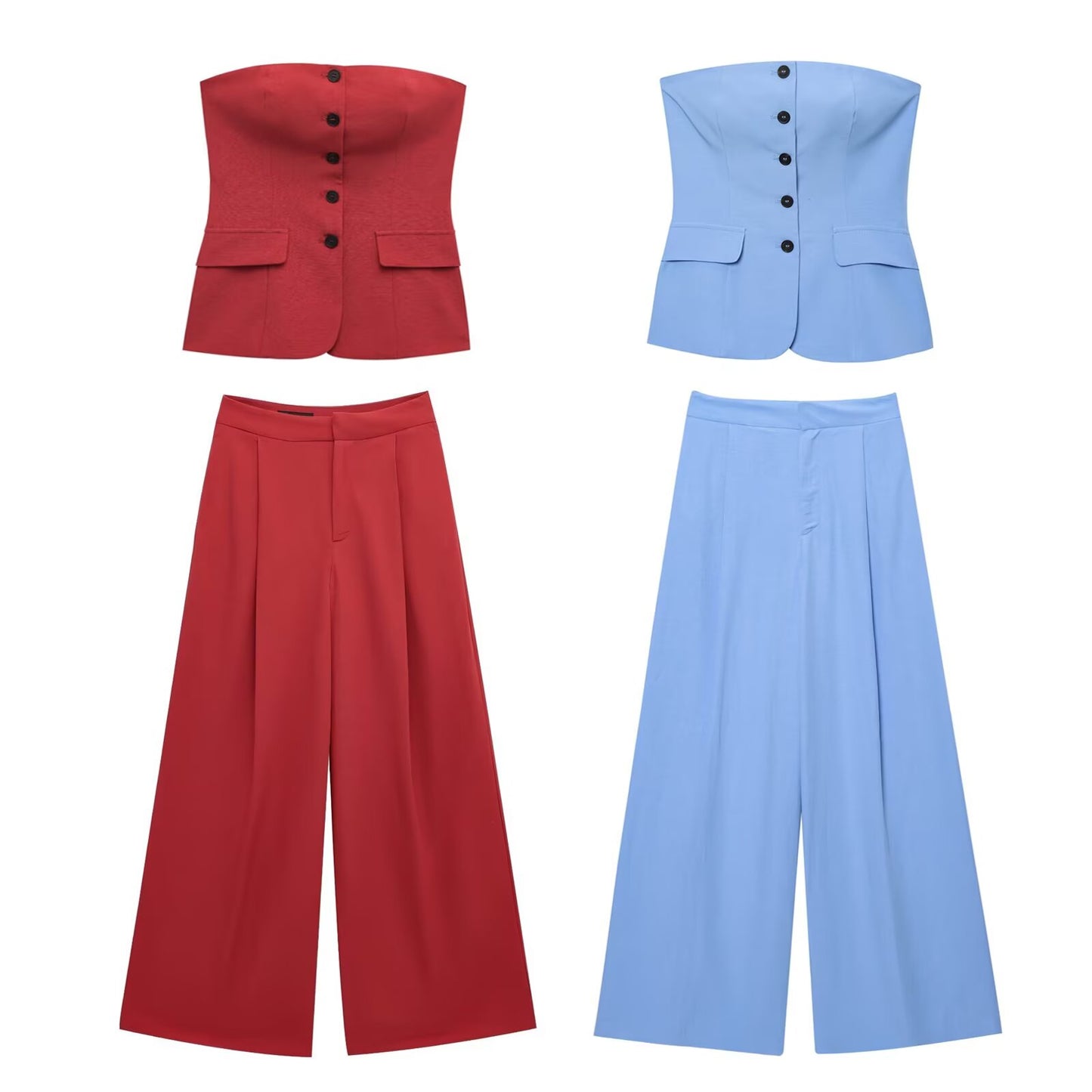 Women's new fashion slim single breasted strapless top+Pants Women's suit