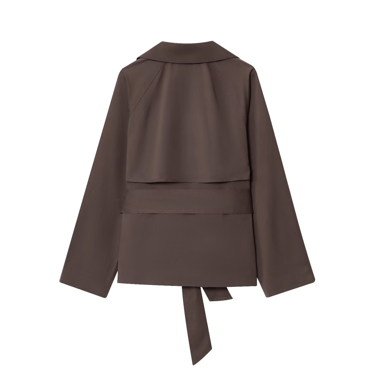 Women's New Fashion With Belt Short Double breasted Windbreaker Coat