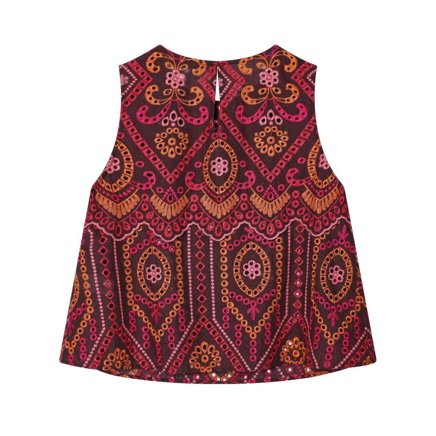 suit Women's 2 pieces hollowed out embroidered O-Neck top+Skirts