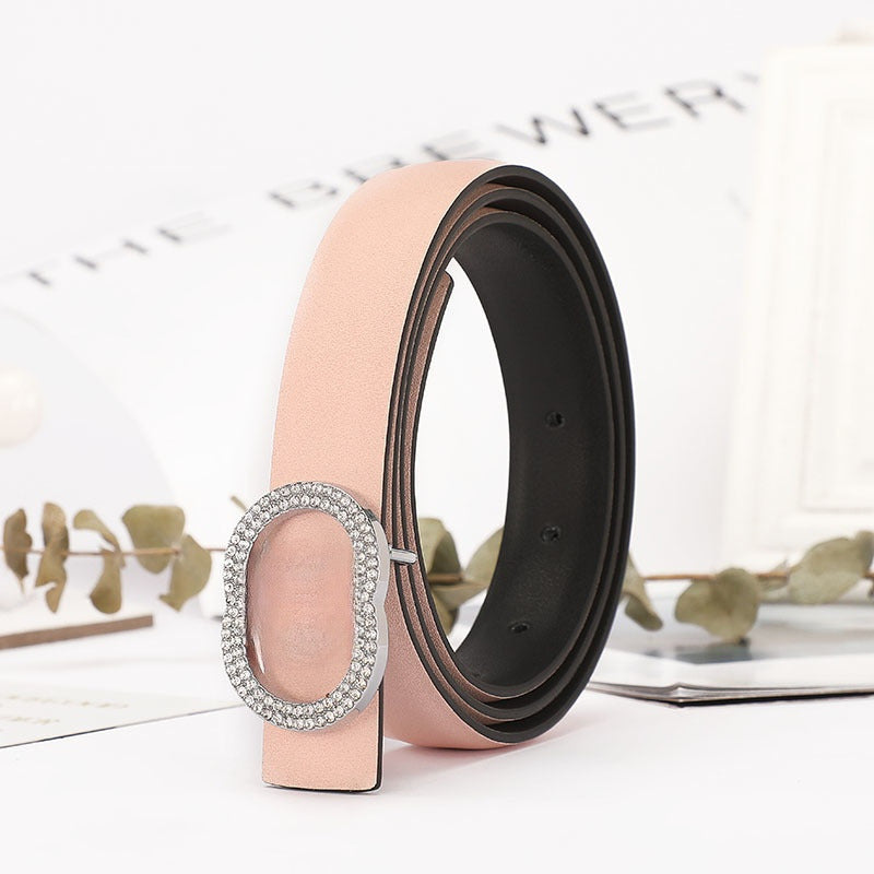 Women's New Temperament Joker Rhinestone Buckle Decoration with Belt with A Box