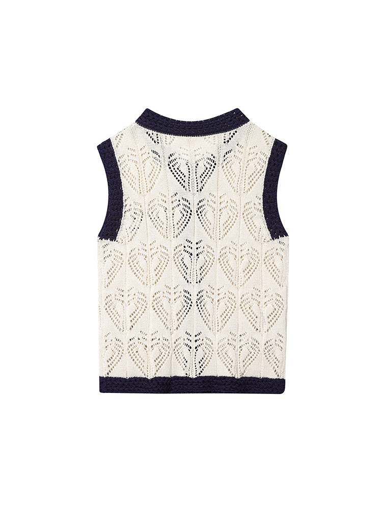 Women's New Fashion Jacquard Mesh Knitted vest style Top