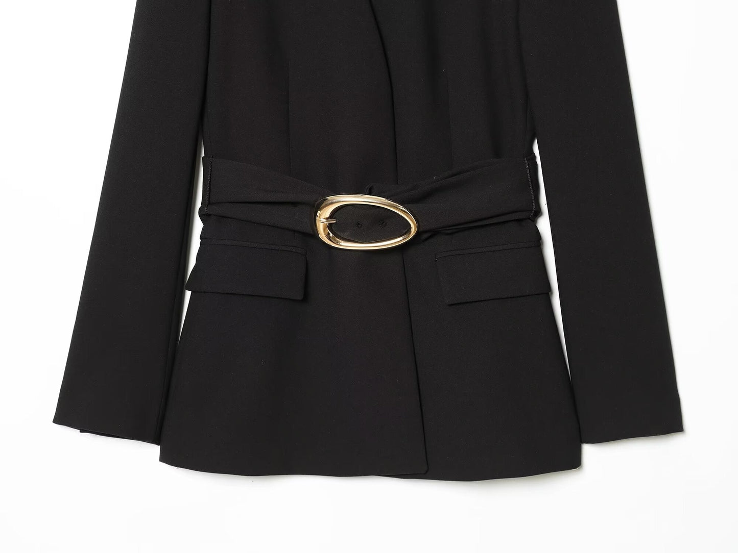 suit Women's 2 pieces gold buckle belt decoration Blazer Coat +Pants