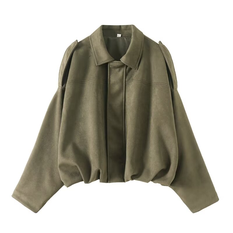 Women's new Fashion suede texture loose casual long sleeved shirt jacket coat