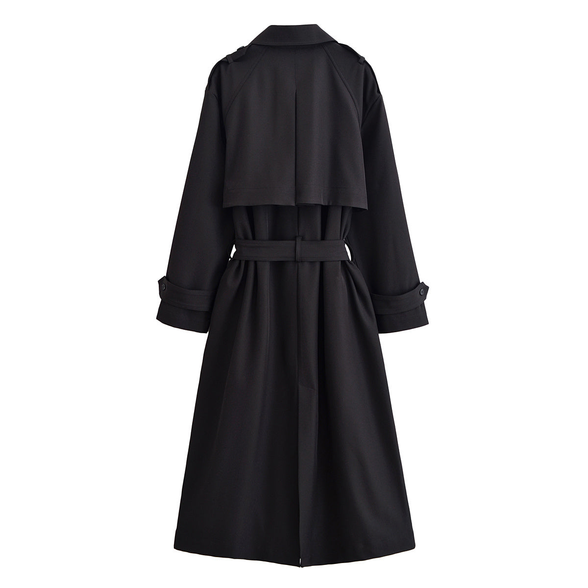 Women's new fashion with Belt black Long style windbreaker Coat
